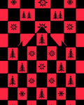Red Black Woodland Star Trees Rug