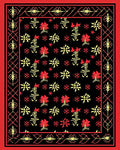 Bold Red Yellow Floral Border Rug