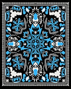 Bold Blue Floral Mandala Black Rug