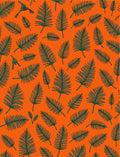 Vibrant Orange Green Palm Leaves Rug