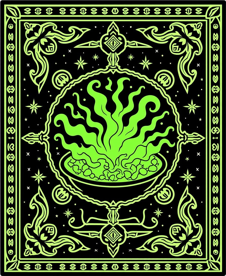 Wicked Cauldron Green Swirl Art Rug
