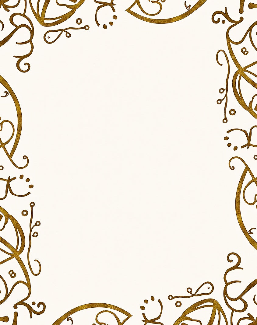 Elegant Gold Swirl Frame Rug