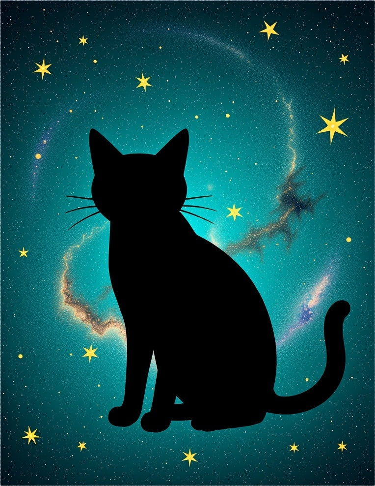 Black Cat Cosmic Starscape Rug