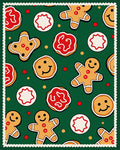 Gingerbread Cookies Christmas Green Background Rug