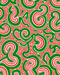Vibrant Green Red Swirl Texture Rug