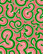 Vibrant Green Red Swirl Texture Rug