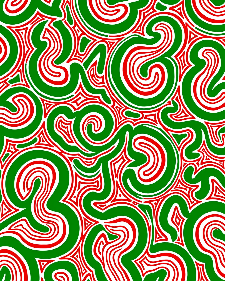 Vibrant Green Red Swirl Texture Rug