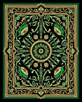 Ornate Black Emerald Floral Mandala Rug