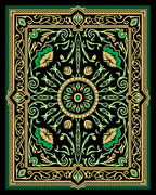 Ornate Black Emerald Floral Mandala Rug
