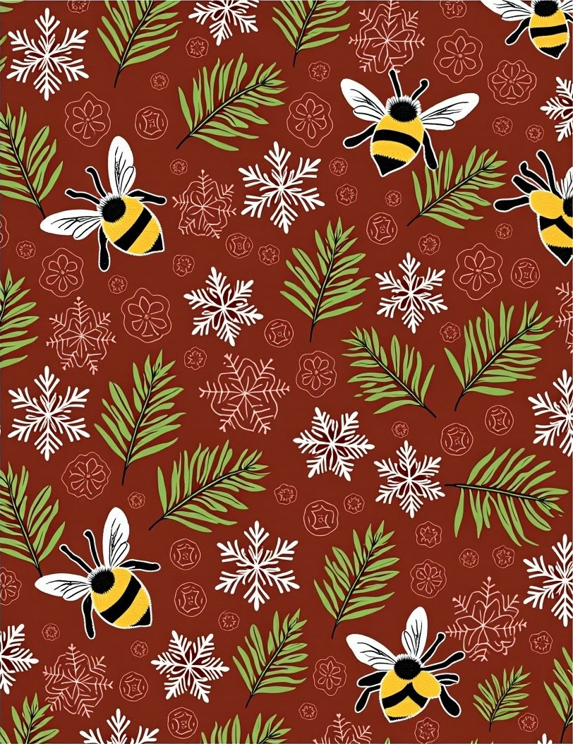 Brown Whimsical Bee Snowflake Forest Rug