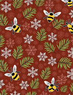 Brown Whimsical Bee Snowflake Forest Rug