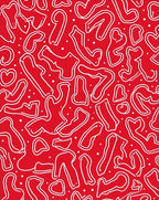 Red White Whimsical Heart Swirls Rug