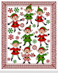 Festive Elves Red Green Snowflakes Border Rug