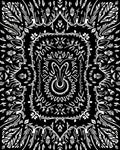 Black White Folk Art Garden Rug