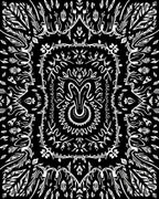 Black White Folk Art Garden Rug
