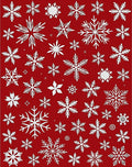 Winter White Snowflakes on Red Background Rug