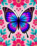 Vibrant Floral Butterfly Bloom Rug