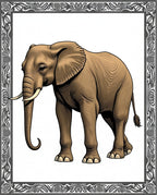 Majestic Brown Elephant Tribal Border Rug