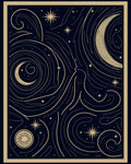 Golden Constellation Night Sky Rug
