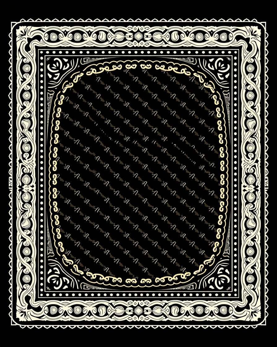Eclectic Black Cream Border Detail Rug