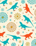 Turquoise Orange Dinosaur Snowflakes Rug