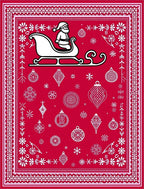 Red Santa Sleigh Ornaments Snowflakes Rug