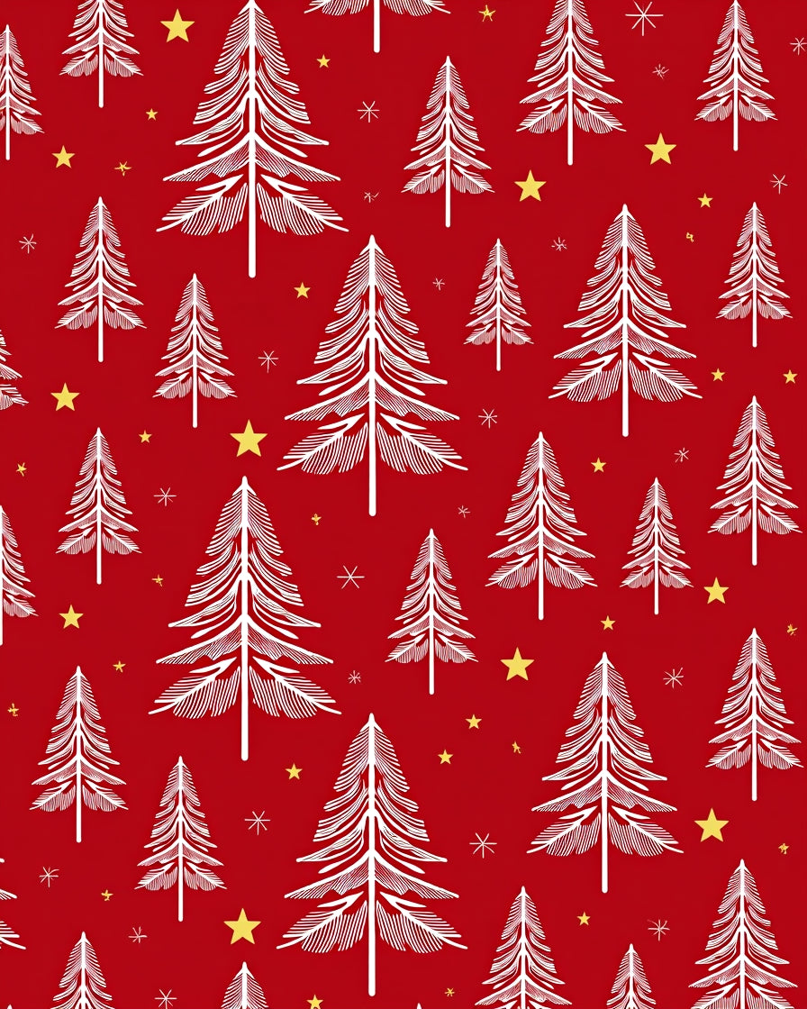 Red White Spruce Forest Stars Rug