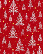 Red White Spruce Forest Stars Rug