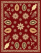 Crimson Floral Botanical Ornament Rug