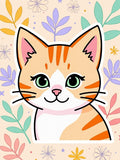 Whimsical Orange Tabby Cat Botanical Rug