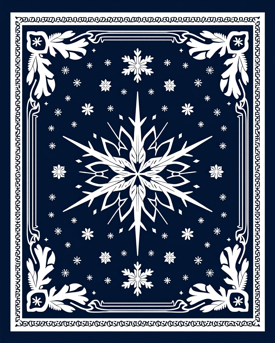 Winter Snowflake Navy Blue Rug