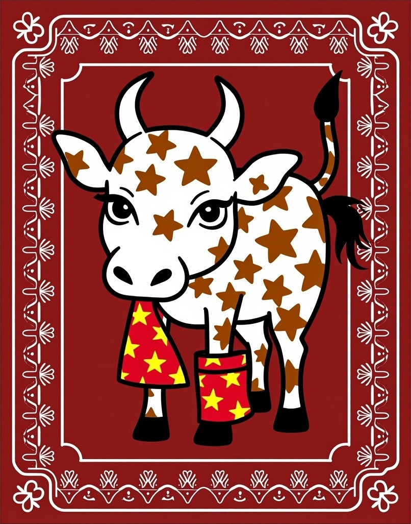Whimsical Cow Whimsical Stars Rug