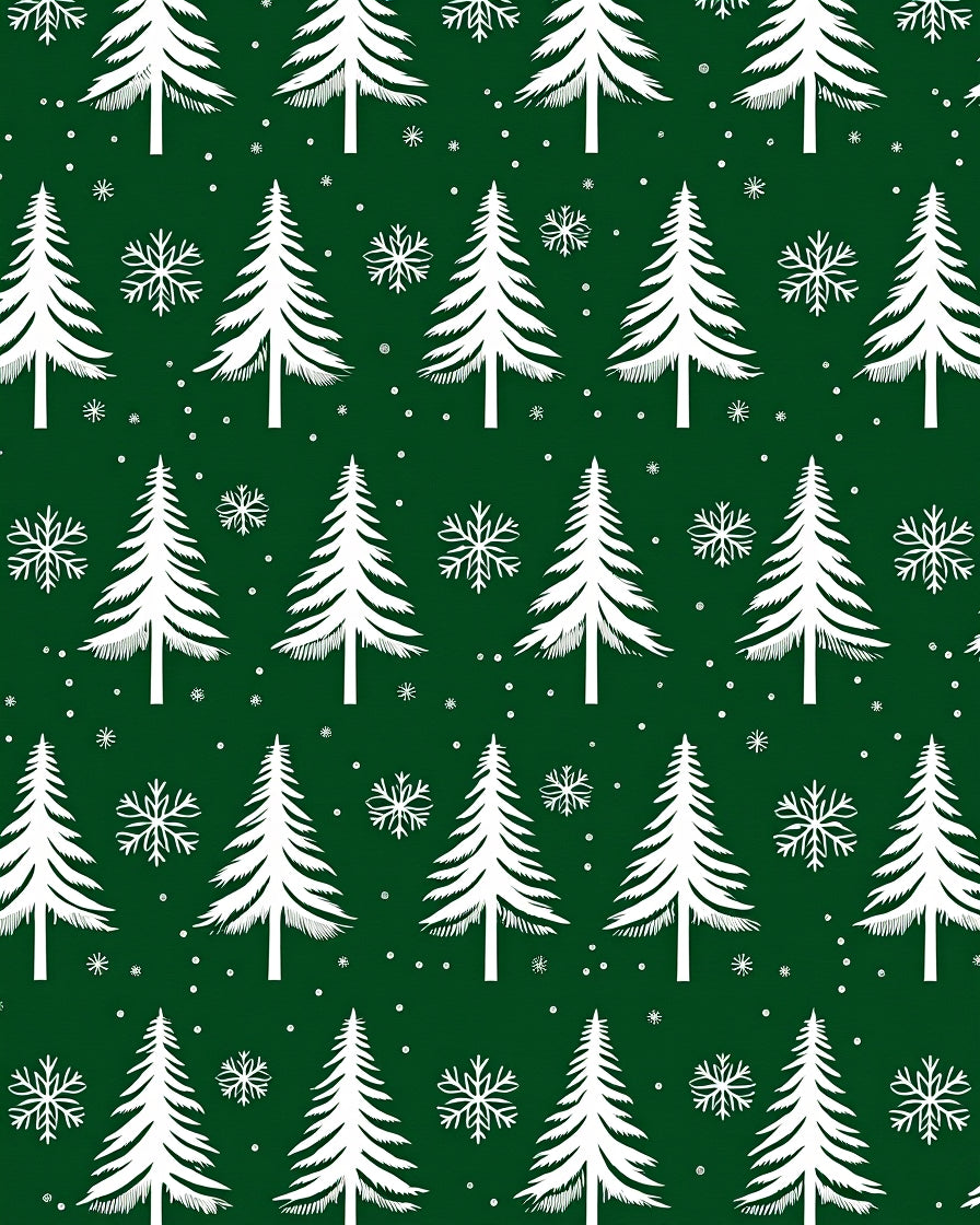 Emerald Green Snowy Evergreen Forest Rug