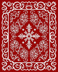 Crimson Snowflakes and Swirls Rug