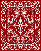 Crimson Snowflakes and Swirls Rug