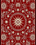 Crimson Sunburst Detailed Mandala Rug
