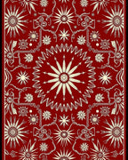 Crimson Sunburst Detailed Mandala Rug