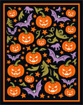 Spooky Orange Jack-o'-Lantern Bats Stars Rug