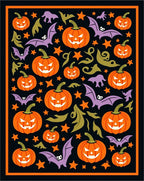Spooky Orange Jack-o'-Lantern Bats Stars Rug