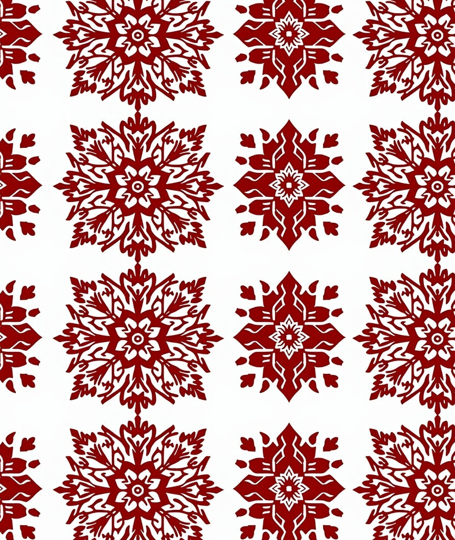 Crimson Snowflake Medallion Repeat Rug