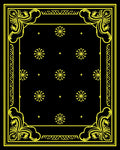 Bold Yellow Floral Medallion Black Rug