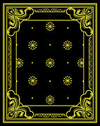 Bold Yellow Floral Medallion Black Rug