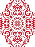 Rich Crimson Radial Floral Medallion Rug