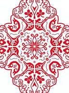 Rich Crimson Radial Floral Medallion Rug