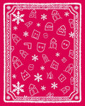 Whimsical Red Snowflake Character Collage Rug