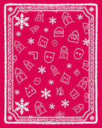 Whimsical Red Snowflake Character Collage Rug