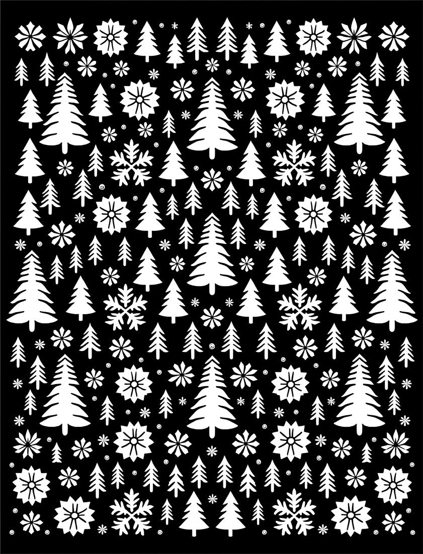 White Winter Trees Snowflake Collage Rug