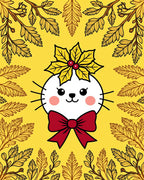 Cute Cat Festive Autumn Foliage Rug