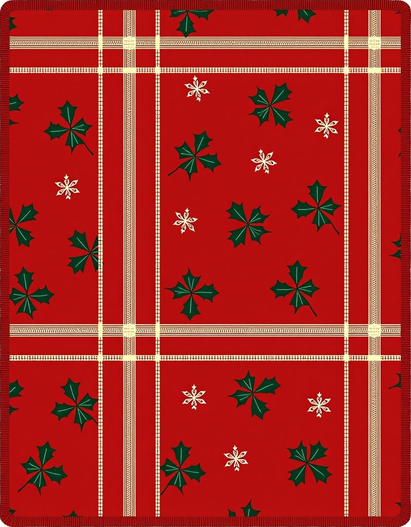 Red Holly Snowflake Plaid Rug