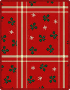 Red Holly Snowflake Plaid Rug